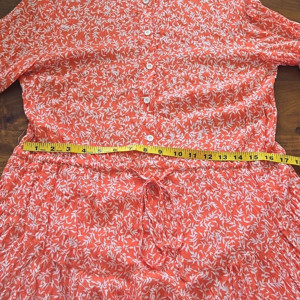 Olivaceous Orange & White Floral Cottagecore Handkerchief Hem Dress Size Medium - Picture 10 of 12